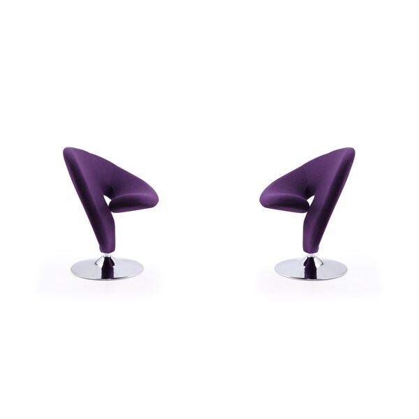 Manhattan Comfort Curl Swivel Accent Chair in Purple and Polished Chrome, PK2 2-AC040-EP - main